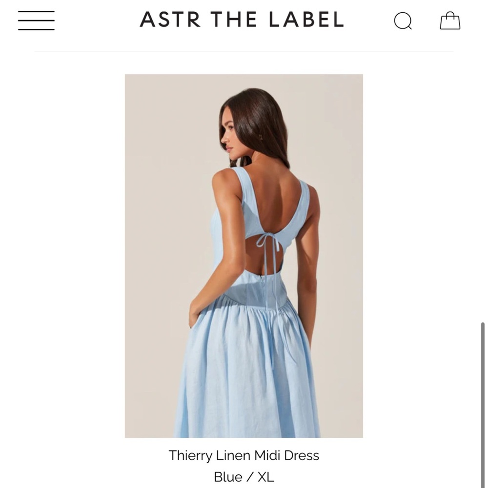 Astr Light Blue Backless Midi Dress